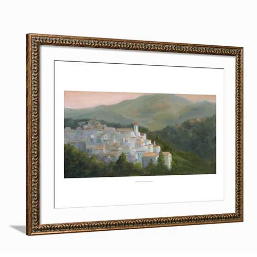 Decorative framed artwork with a white mat