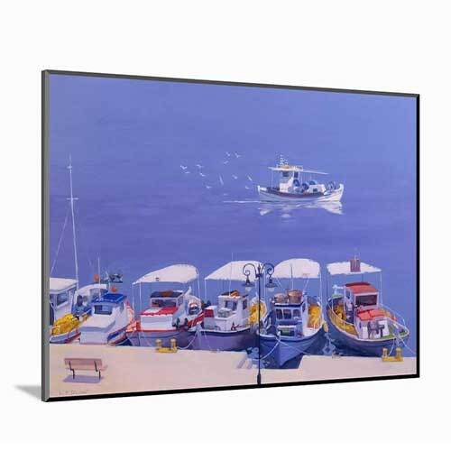 Photograph of boats in the water showcasing wood mounting option